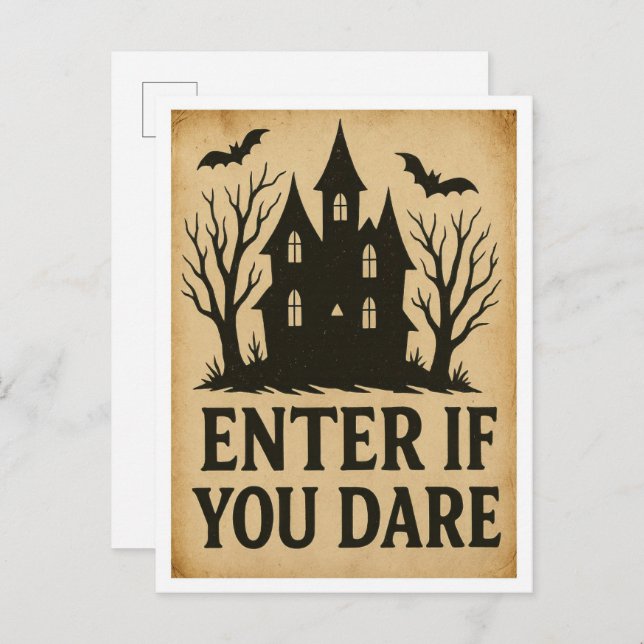 Enter if You Dare Vintage Halloween  Postcard (Front/Back)