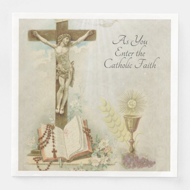 Enter the Catholic Faith Traditional Religious Napkin (Front)