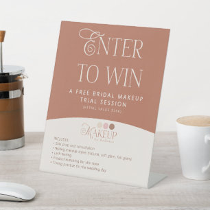 Enter to Win Branded Logo Raffle Makeup Pedestal Sign