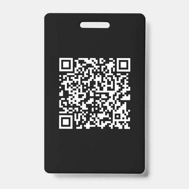 Enter URL & Create Scannable QR Code | Black White ID Badge (Front)