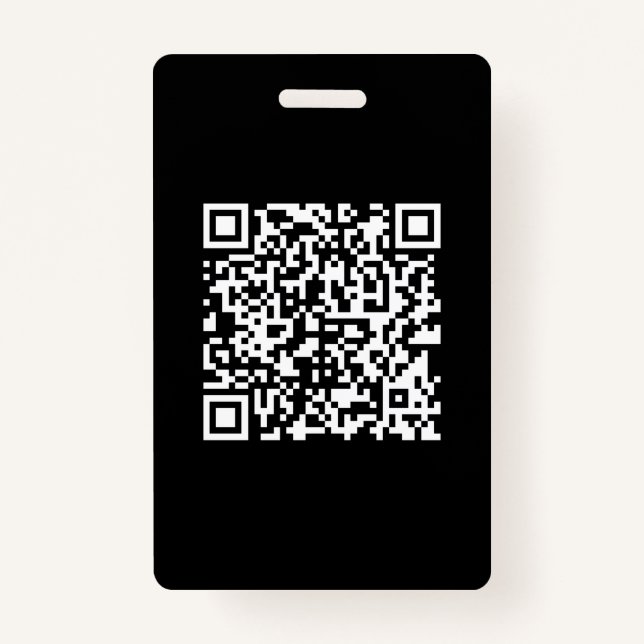 Enter URL & Create Scannable QR Code | Black White ID Badge (Front)