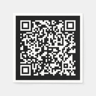 Enter URL & Create Scannable QR Code Black White Napkin