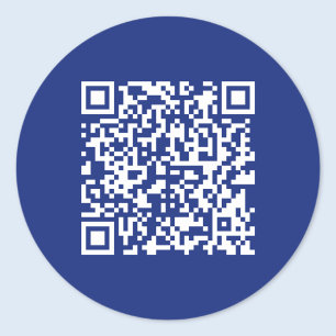 Enter URL Instantly Generated QR Code Navy Blue Classic Round Sticker