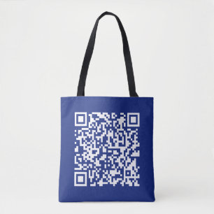 Enter URL Instantly Generated QR Code   Navy Blue Tote Bag