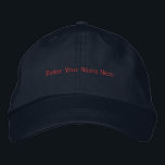 Enter Your Name Here Custom Text Printed-Hat Cute Embroidered Hat<br><div class="desc">Enter Your Name Here Text Name Printed Front side view. Looks Nice and wear all the season. You Can edit the name as you like. 
Hat Colour: Navy Colour Cap</div>