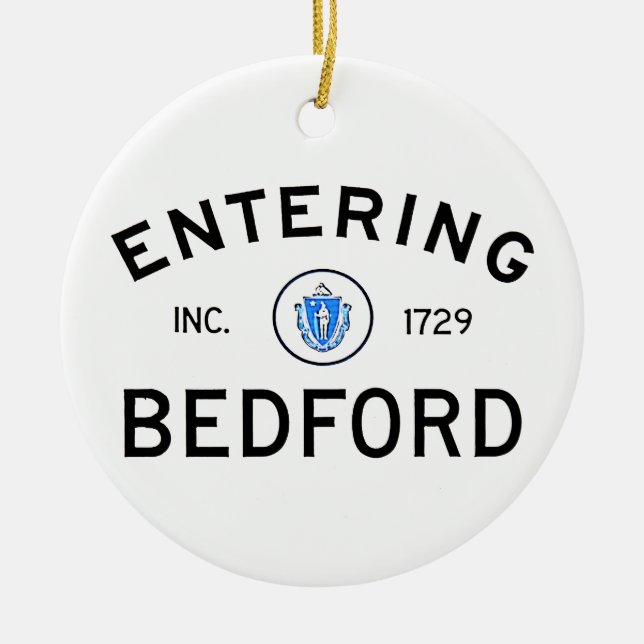 Entering Bedford Ceramic Tree Decoration (Front)