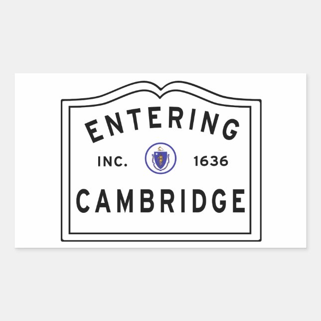 Entering Cambridge Massachusetts Rectangular Sticker (Front)