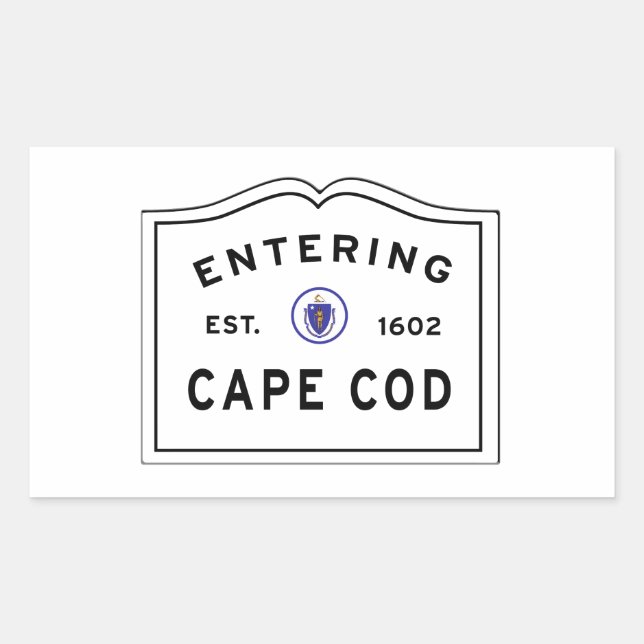 Entering Cape Cod Massachusetts Sign Rectangular Sticker (Front)