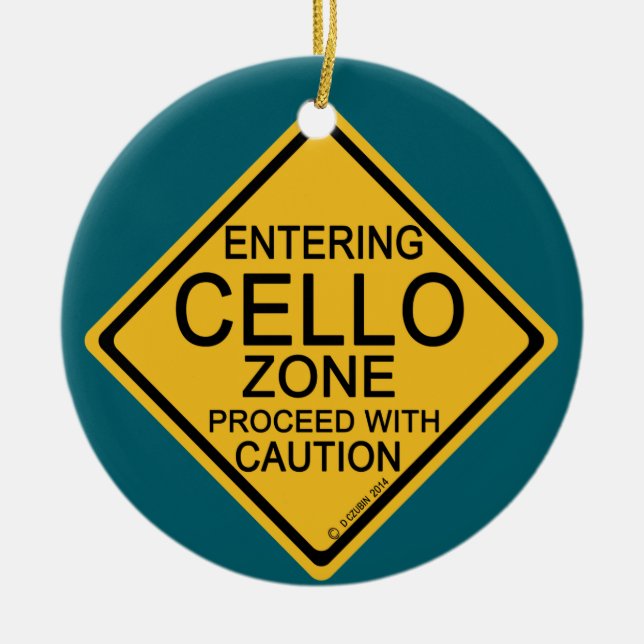 Entering Cello Zone Ceramic Tree Decoration (Front)