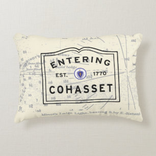 Entering COHASSET MASSACHUSETTS Street Sign Decora Decorative Cushion