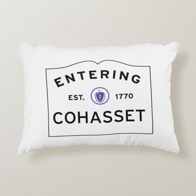 Entering COHASSET MASSACHUSETTS Street Sign Decorative Cushion (Front)