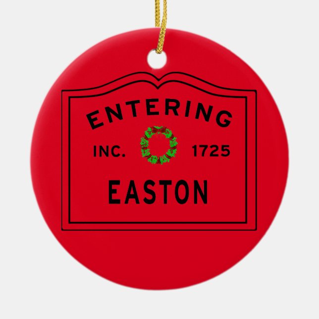 Entering Easton MA Christmas Ceramic Tree Decoration (Front)