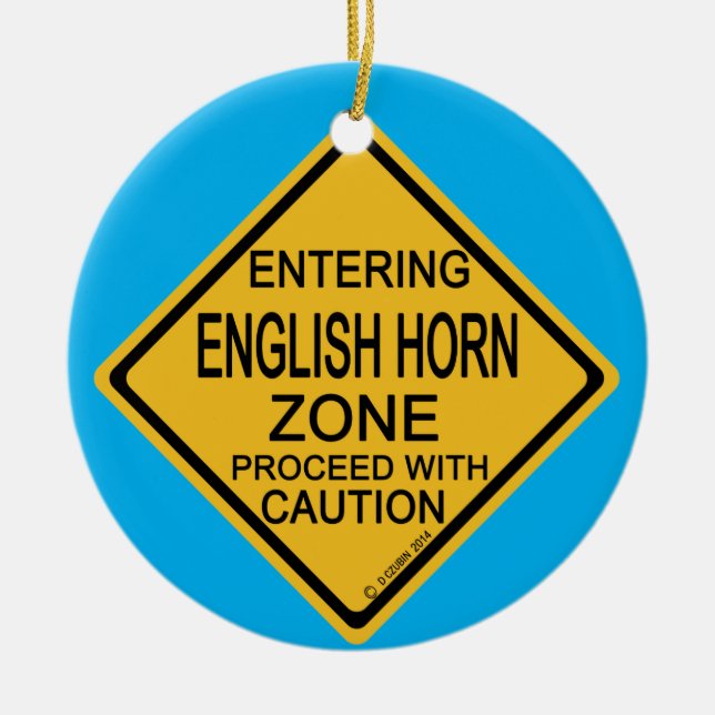 Entering English Horn Zone Ceramic Tree Decoration (Front)