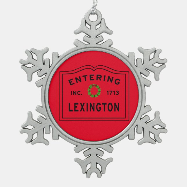 Entering Lexington MA Snowflake Framed Ornament (Front)
