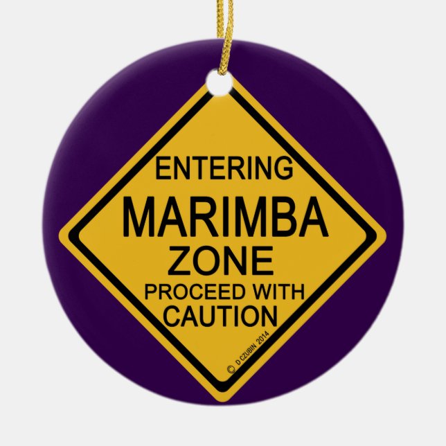 Entering Marimba Zone Ceramic Tree Decoration (Front)