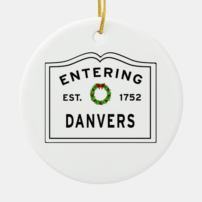 Entering Massachusetts Danvers Ceramic Tree Decoration (Front)