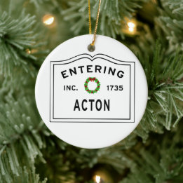 Entering Massachusetts Town Acton Ceramic Tree Decoration