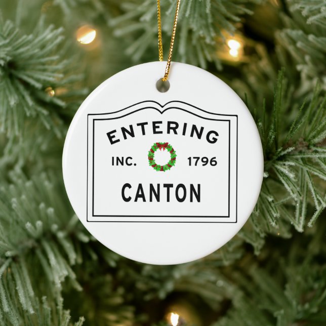 Entering Massachusetts Town Canton Ceramic Tree Decoration (Tree)