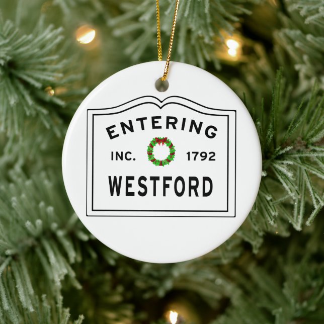 Entering Massachusetts Town Westford Ceramic Tree Decoration (Tree)