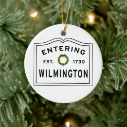 Entering Massachusetts Town Wilmington Ceramic Tree Decoration