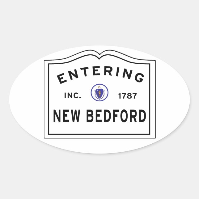 Entering New Bedford MA Sign Oval Sticker (Front)