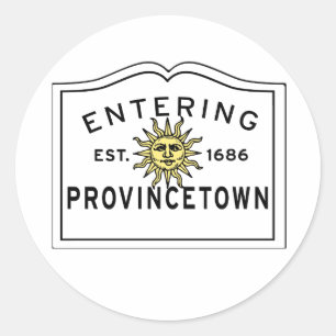 Entering Provincetown Summer Sun Sign Classic Round Sticker