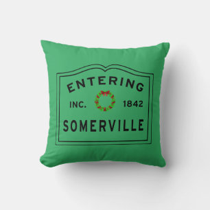 Entering Somerville, MA Holiday Cushion
