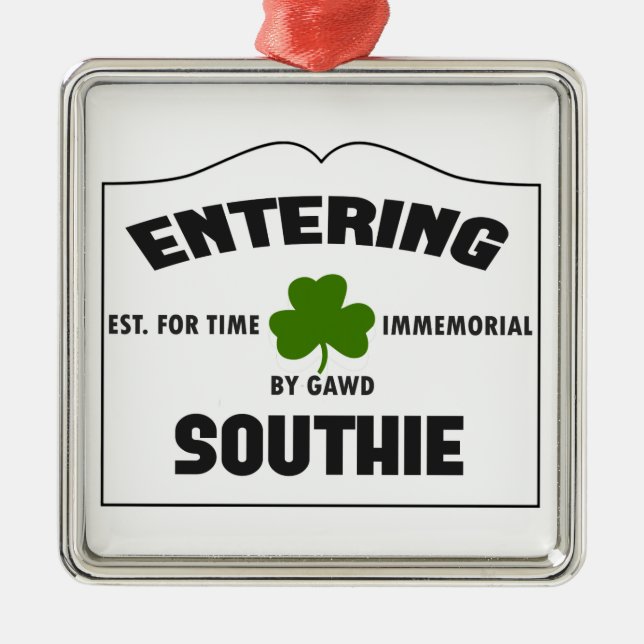 Entering Southie Metal Tree Decoration (Front)