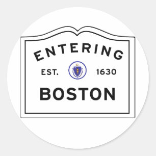 Entering the City of Boston MA Classic Round Sticker