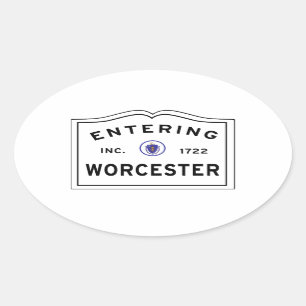Entering the City of Worcester MA Oval Sticker