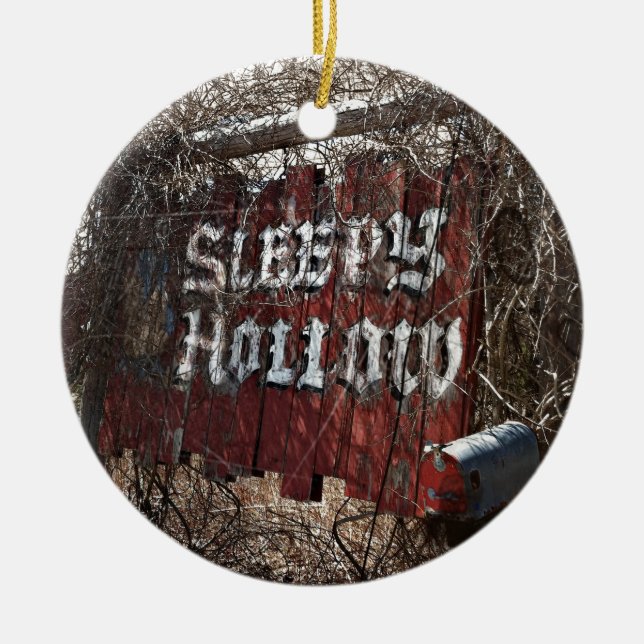 Entering the Sleeping Hollow Ceramic Tree Decoration (Front)