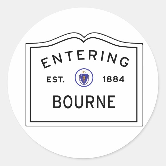 Entering the Town of Bourne MA Classic Round Sticker (Front)