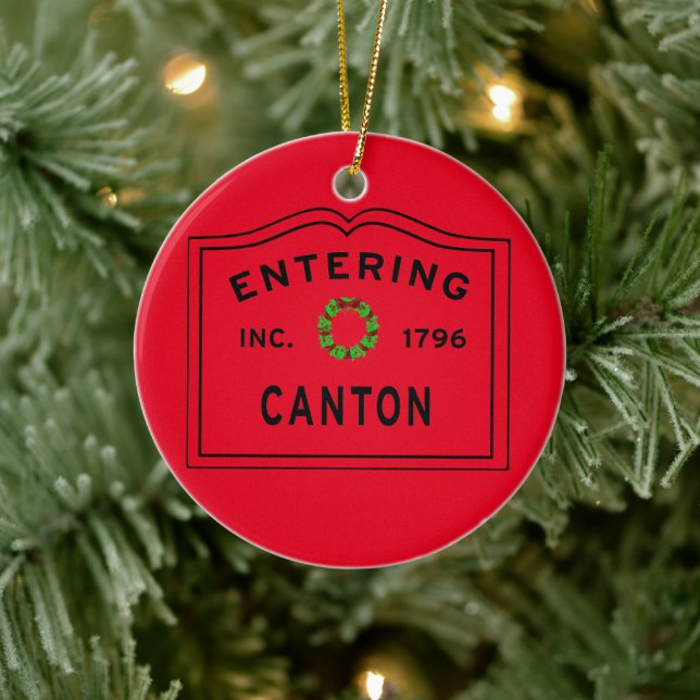 Entering Town Canton Massachusetts Christmas Ceramic Tree Decoration (Tree)