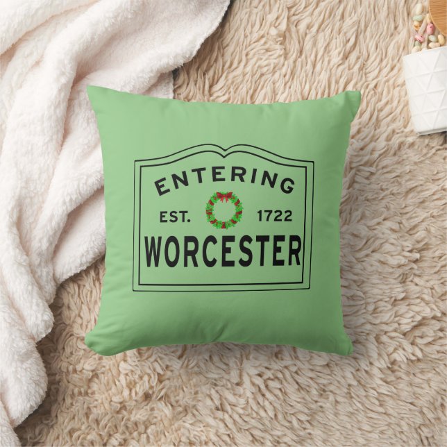 Entering Worcester, MA Christmas Wreath Cushion (Blanket)