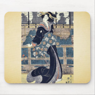 Entertainer on a veranda by Kikukawa,Eizan Mouse Pad