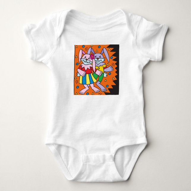 Entertaining Bunnies Dancing Baby Bodysuit (Front)