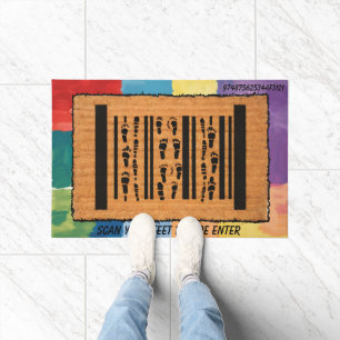 Entertaining Footprint Barcode Funny Barcode  Doormat