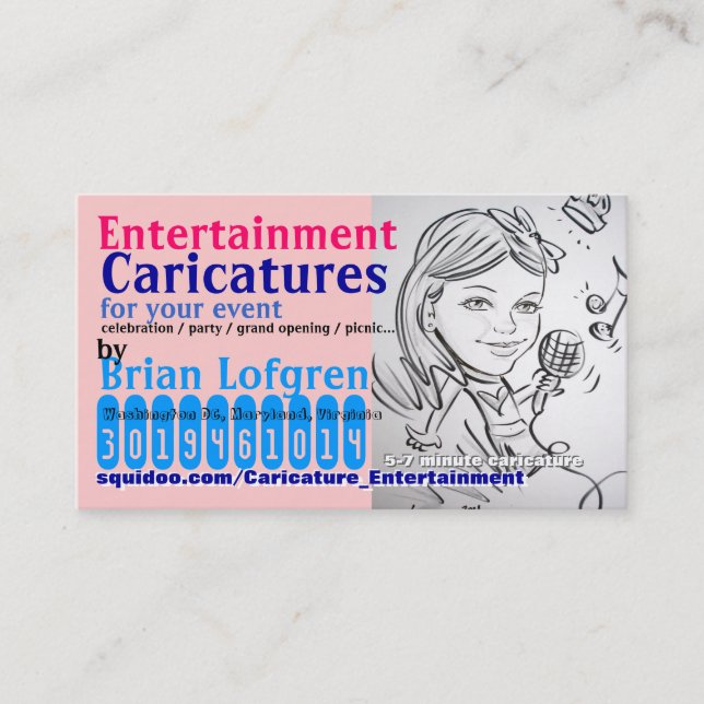 Entertainment Caricatures Business Card (Front)