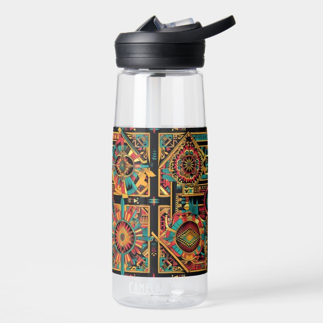 Enthralling Cyan "Aztec Dream" Hydration Flask Water Bottle (Left)