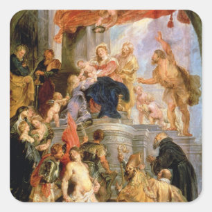 Enthroned Madonna with Child Square Sticker