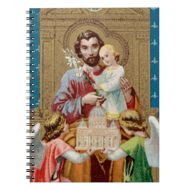 Enthroned St. Joseph Receiving Vatican Maquette Notebook (Front)