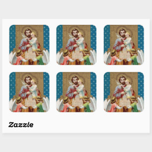 Enthroned St. Joseph Receiving Vatican Maquette Square Sticker
