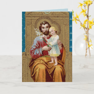 Enthroned St. Joseph with Toddler Christ Child Card