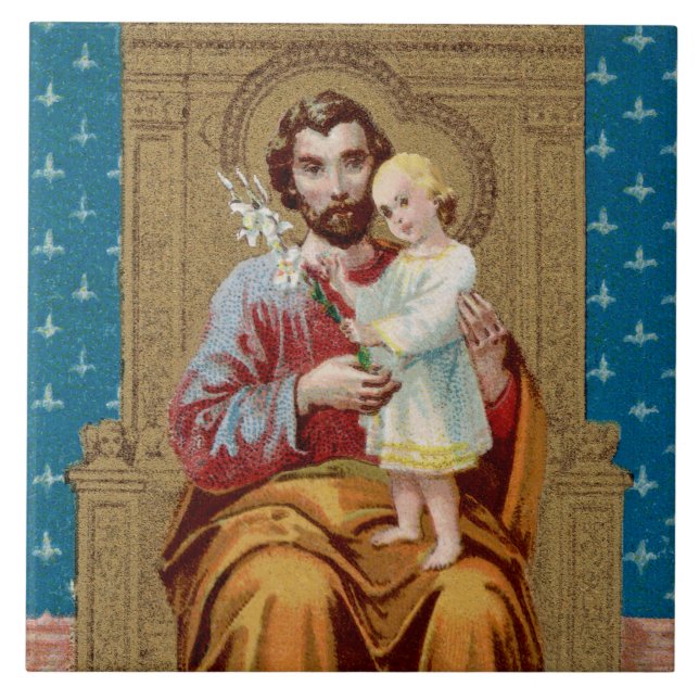 Enthroned St. Joseph with Toddler Christ Child Tile (Front)