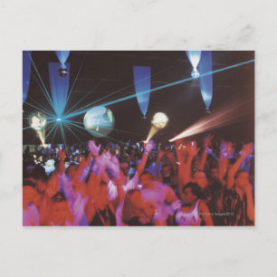 Enthusiastic crowd dancing postcard