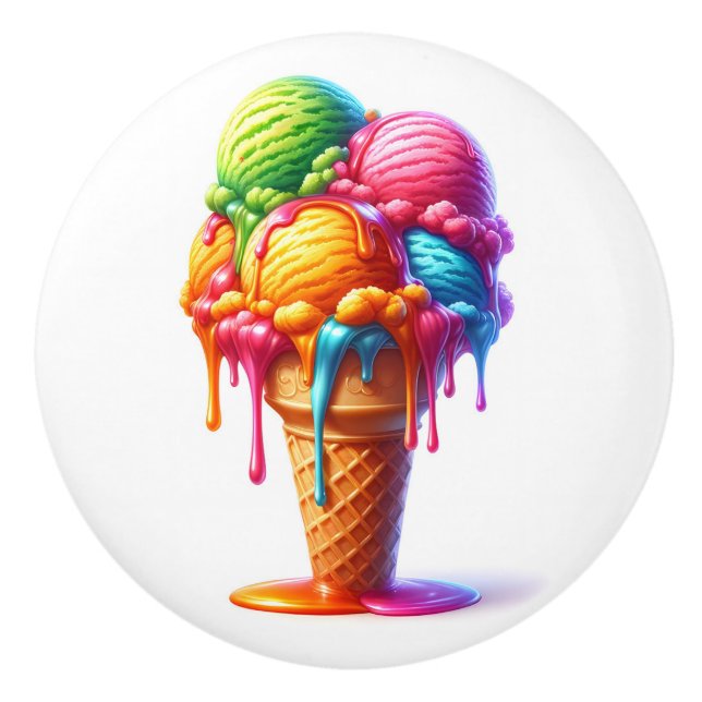 Enticing Ice Cream  Ceramic Knob (Front)