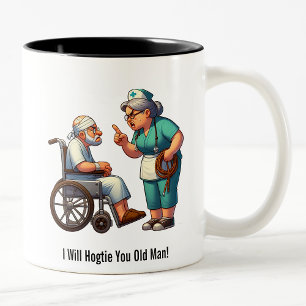 Entitled Elderly Patient Gets Hogtie Therapy Two-T Two-Tone Coffee Mug