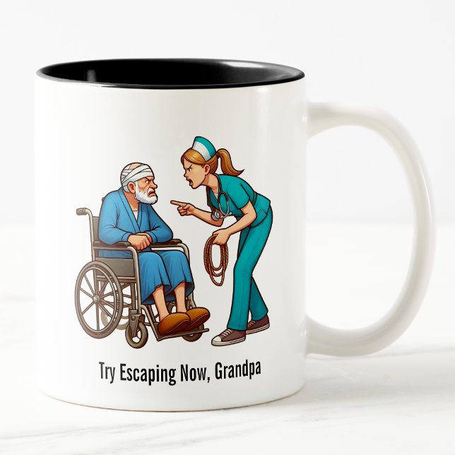 Entitled Elderly Patient Gets Hogtie Therapy Two-T Two-Tone Coffee Mug (Creator Uploaded)