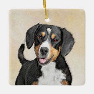 Entlebucher Mountain Dog Painting - Original Art Ceramic Ornament