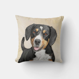 Entlebucher Mountain Dog Painting - Original Art Cushion